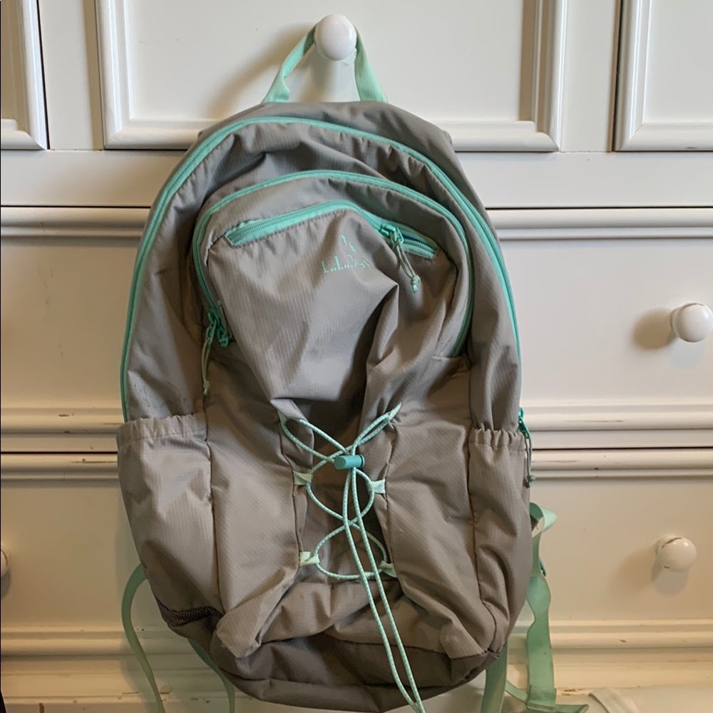 L.L. Bean Gray and Mint Backpack